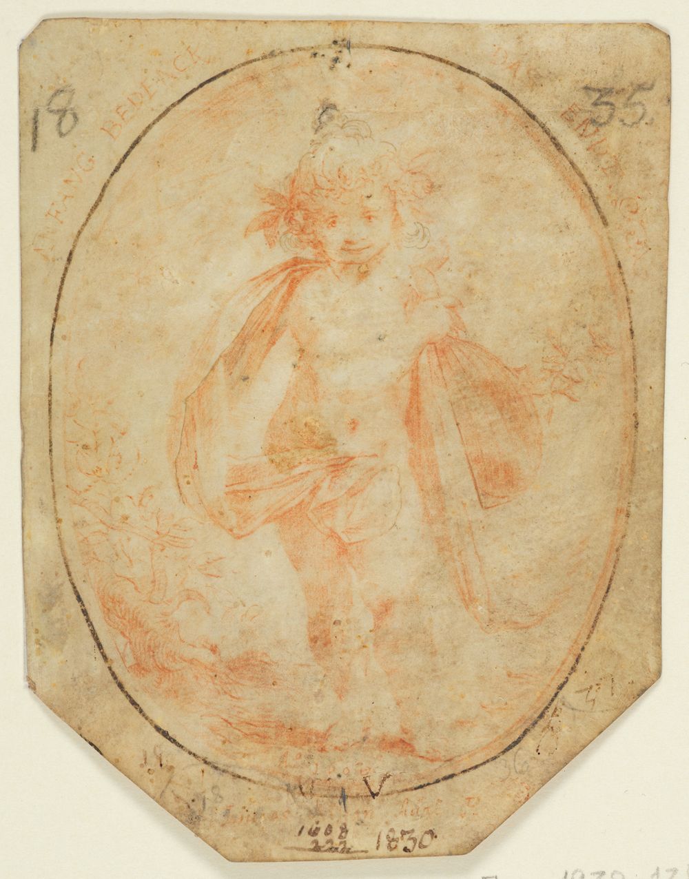 Lucas Kilian - Stehender Putto mit Laute, im Oval