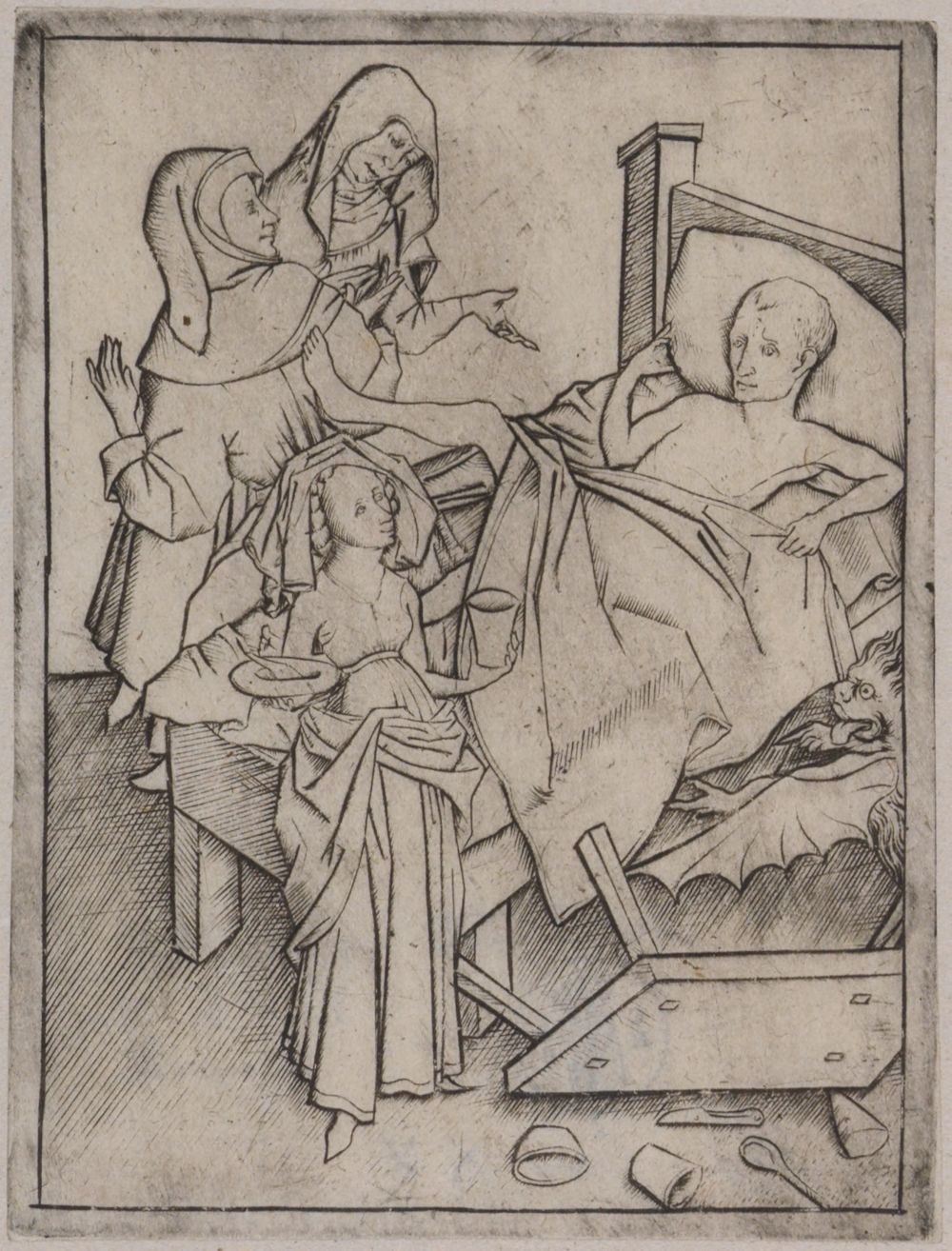 Meister E.S. - Versuchung durch Ungeduld (Bl. 5 der Ars moriendi)