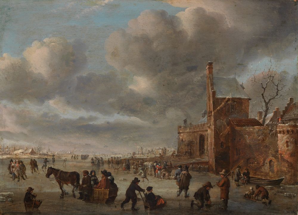 Abraham Storck - Winterlandschaft mit Schlittschuhläufern