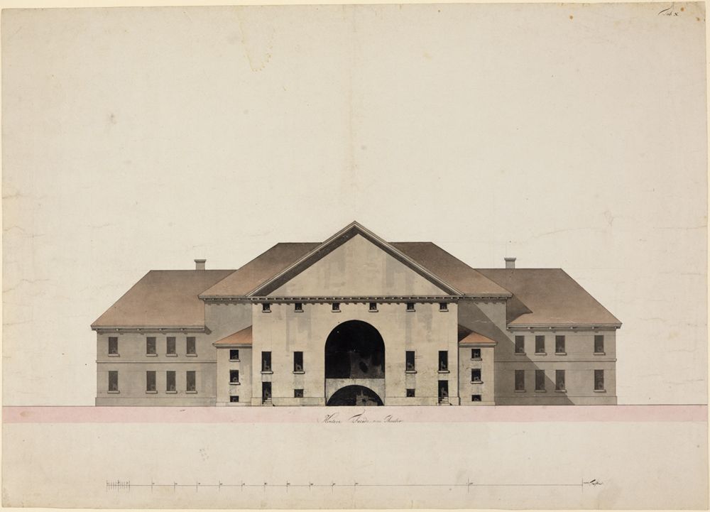 Friedrich Weinbrenner - Karlsruher Hoftheater, Rückansicht