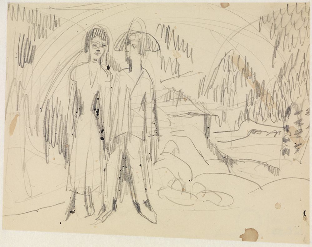 Ernst Ludwig Kirchner - Bauernpaar vor Berglandschaft