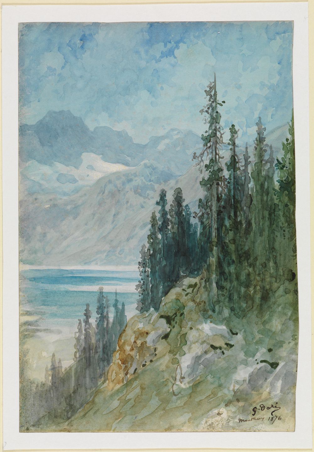Gustave Doré - Blick über den Genfer See bei Montreux