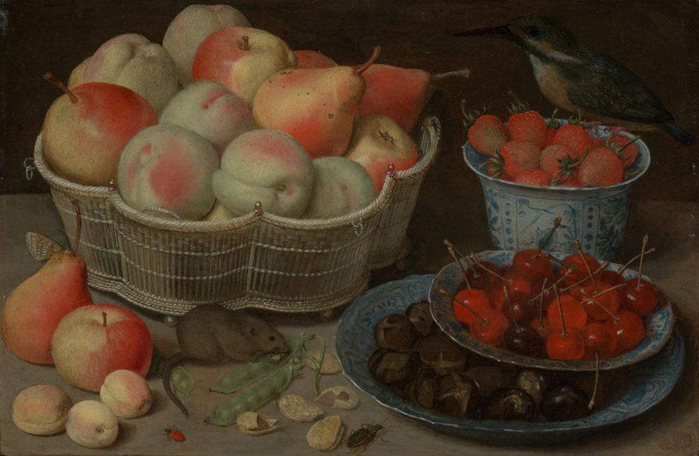 Georg Flegel (1566) - Stillleben mit Obst, Maus und Eisvogel