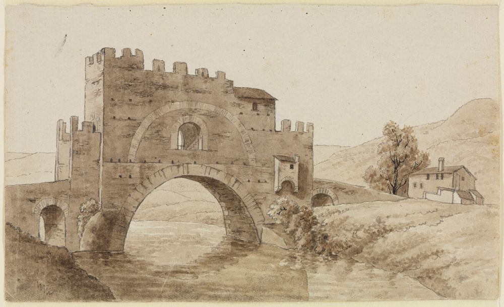 Friedrich Weinbrenner - Der Ponte Nomentano bei Rom