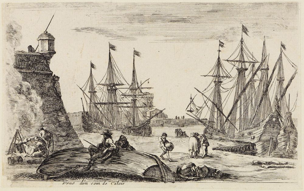 Stefano Della Bella - Ansichten von Seehäfen (Vues de ports de mer): Blick auf einen Winkel im Hafen von Calais