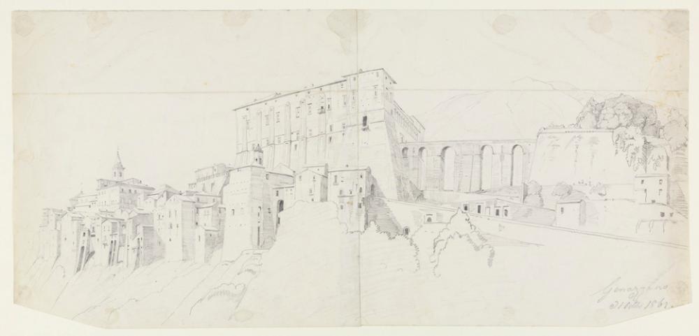 Heinrich Ludwig (1829) - Blick auf Genazzano mit Castel Colonna