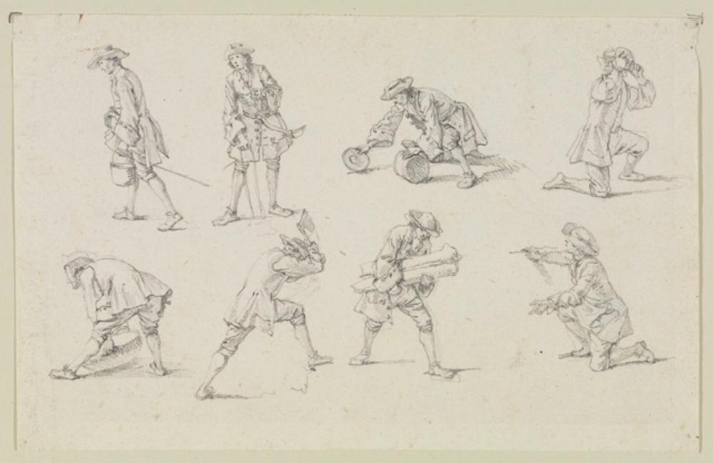 Georg Philipp Rugendas (1666) - Acht Soldaten (Bewegungsstudien)