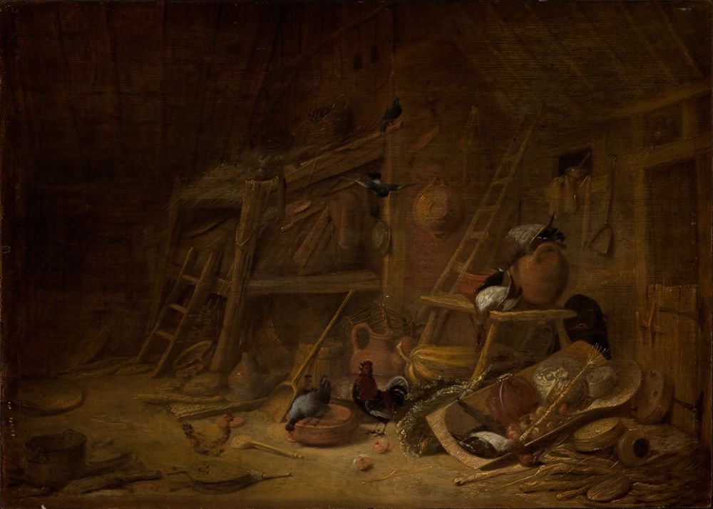 Frans Rijckhals - Inneres eines Bauernhaus mit Stillleben