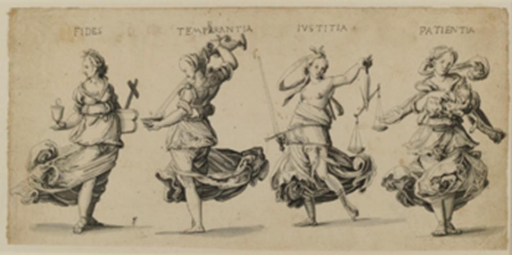 Bartholomäus Lingg (zugeschrieben) - Vier Tugenden: Fides, Temperantia, Justitia, Patientia