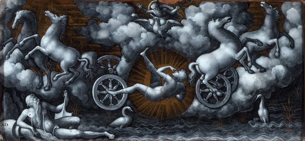 Monogrammist MD (Limoges) - Zeus stürzt Phaethon vom Wagen