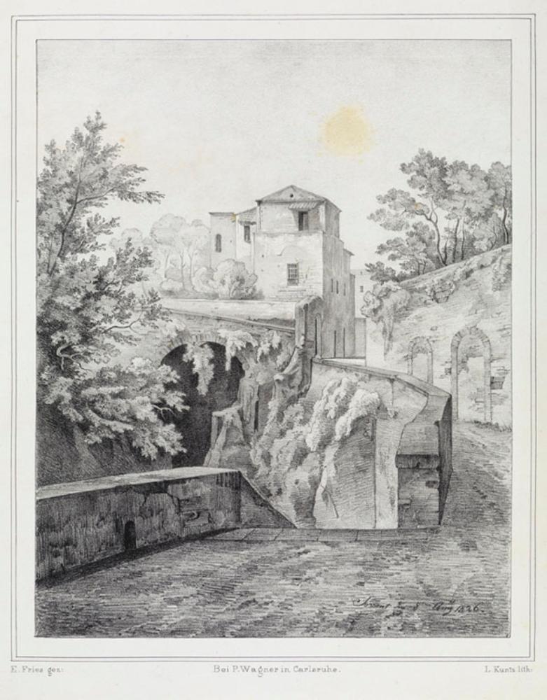 Ludwig Joseph Kuntz - Felsenschlucht mit Treppenaufgang in Sorrent