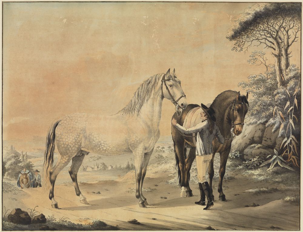 Johann Georg Pforr - Stallknecht mit Schimmel und Rappen