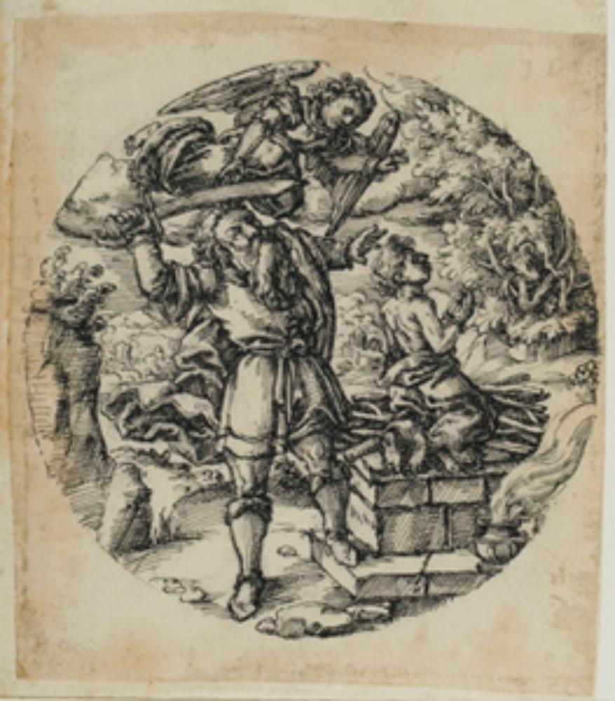 Straßburger Meister - Riss für Rundscheibe mit der Opferung Isaaks