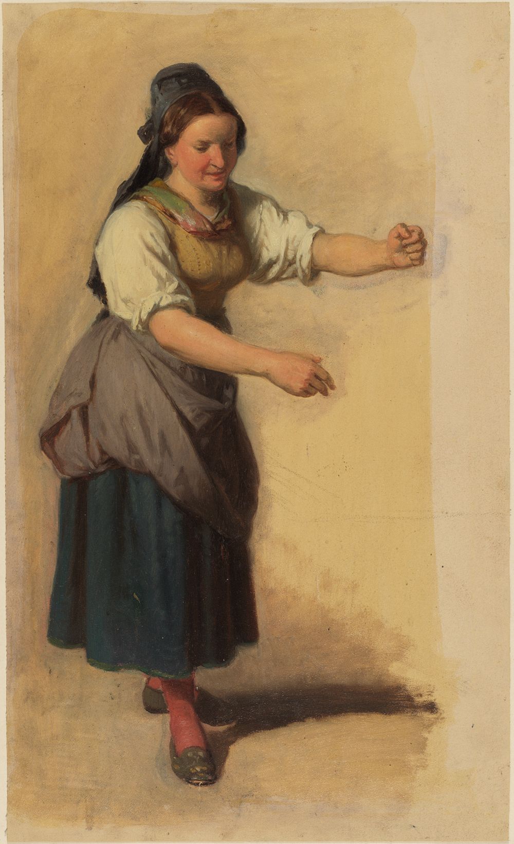 Johann Baptist Kirner - Junge Schwarzwälder Bäuerin mit vorgestreckten Armen