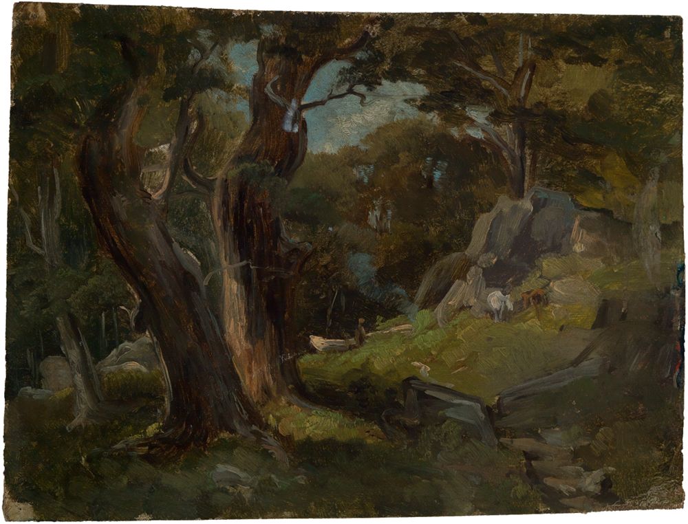 Eugen Bracht - Waldlichtung mit Pferden