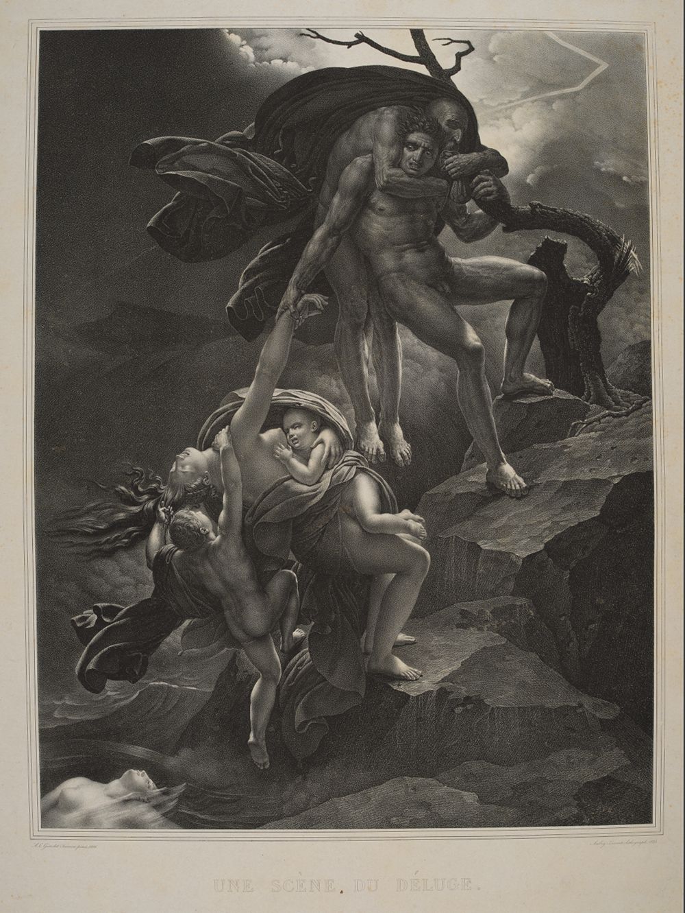 Hyacinthe-Louis-Victor-Jean-Baptiste Aubry-Lecomte - Une scène du Déluge.