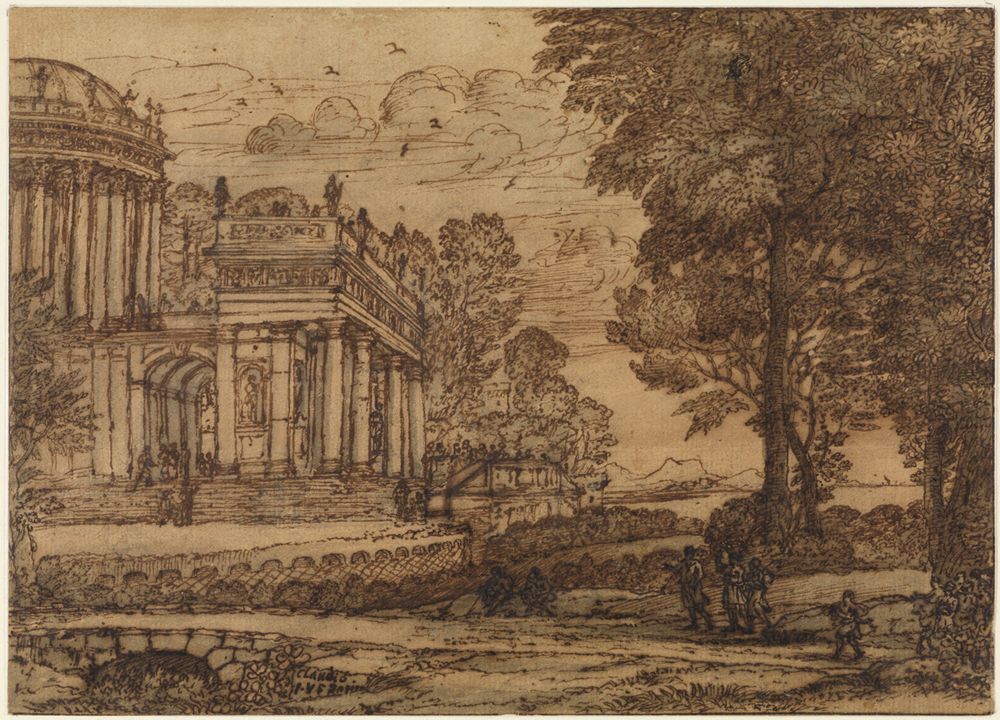 Claude Gellée gen. Lorrain - Landschaft mit Bakchos vor dem Palast des Staphylos