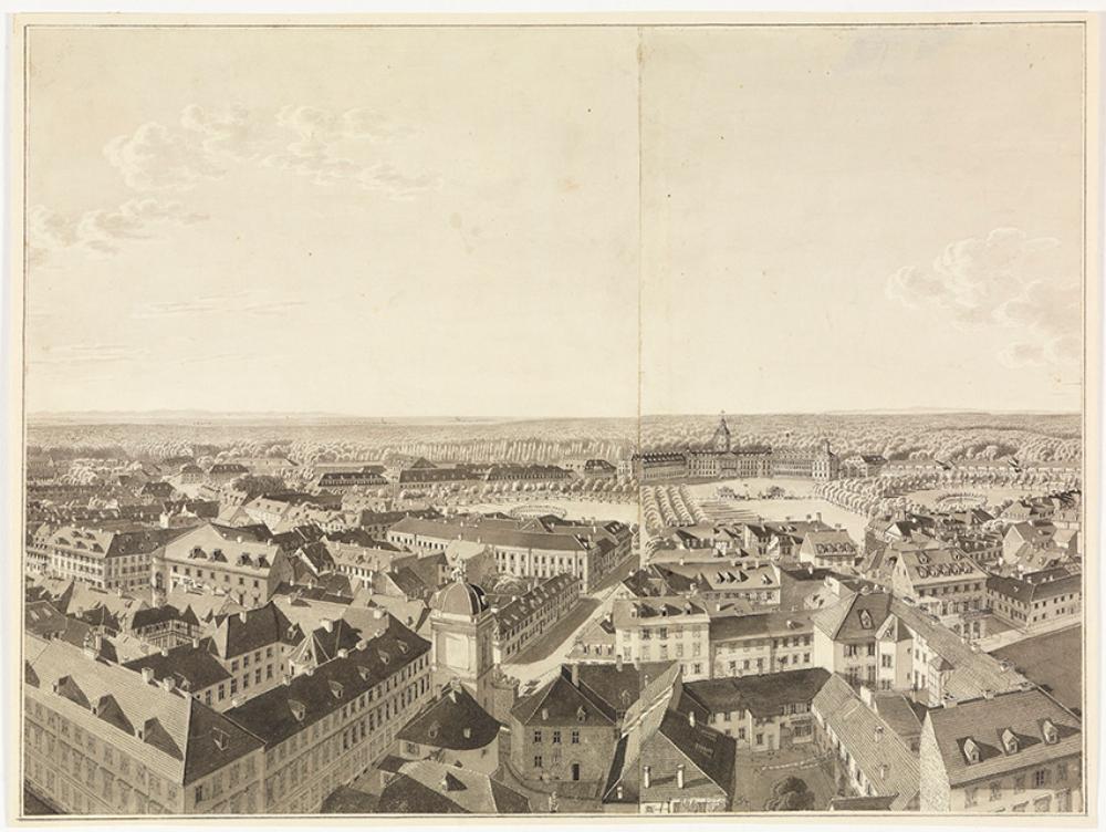 Franz Schmid (1796) - Panorama von Karlsruhe: Ansicht nach Norden