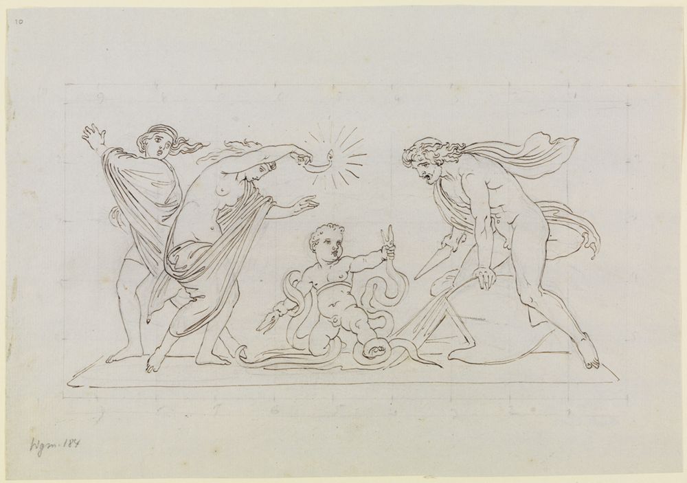 Moritz von Schwind - Herakles, als Kind die Schlangen würgend