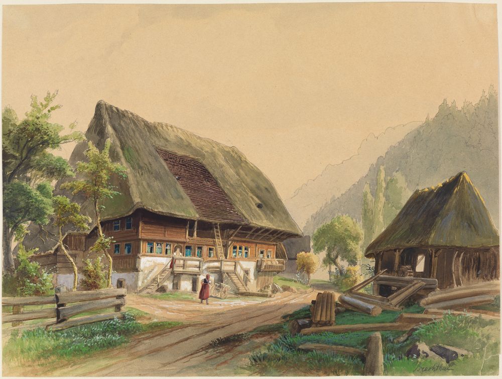 Georg Maria Eckert - Schwarzwaldhaus und Sägemühle in Prechtal
