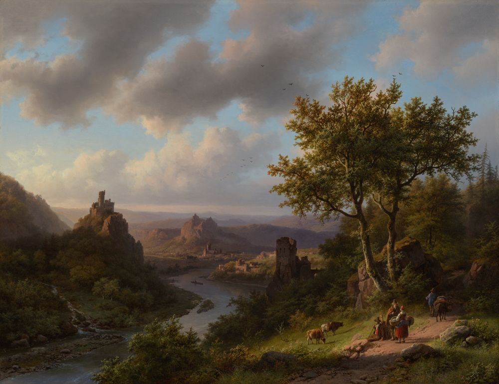 Barend Cornelis Koekkoek - Gebirgige Flusslandschaft