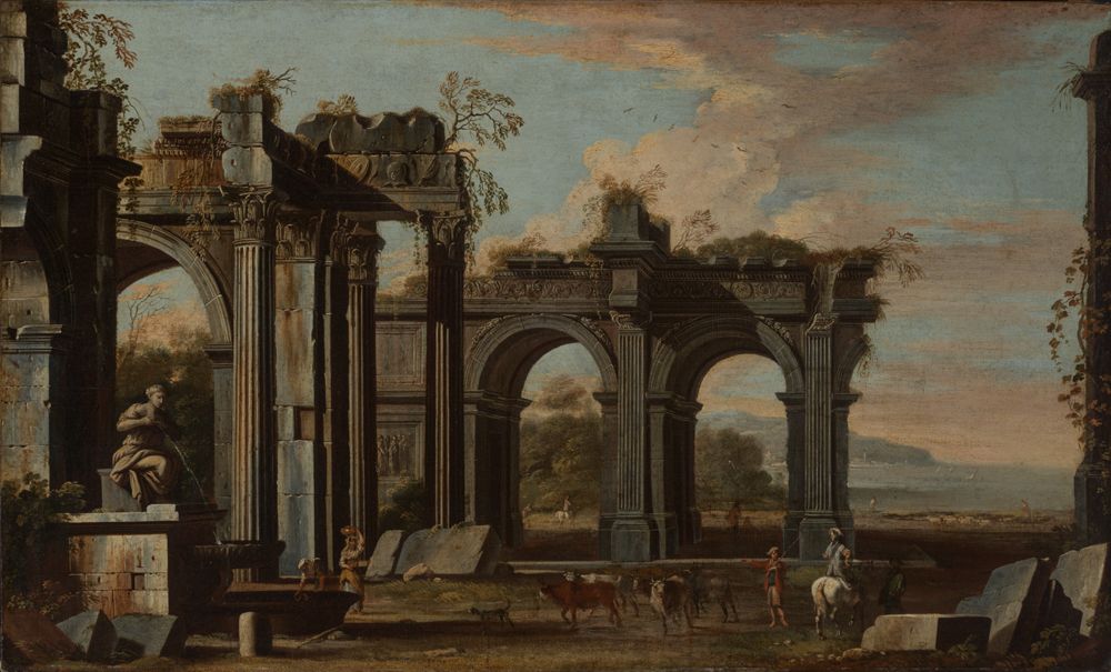 Alberto Carlieri - Küstenlandschaft mit römischen Ruinen