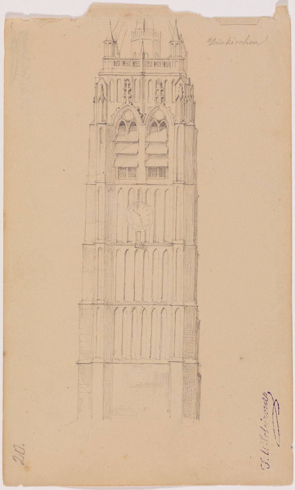 Johann Wilhelm Schirmer - Turm in Dünkirchen, fol. 20