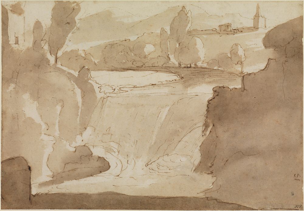 Claude Gellée gen. Lorrain - Der alte Fall des Anio in Tivoli