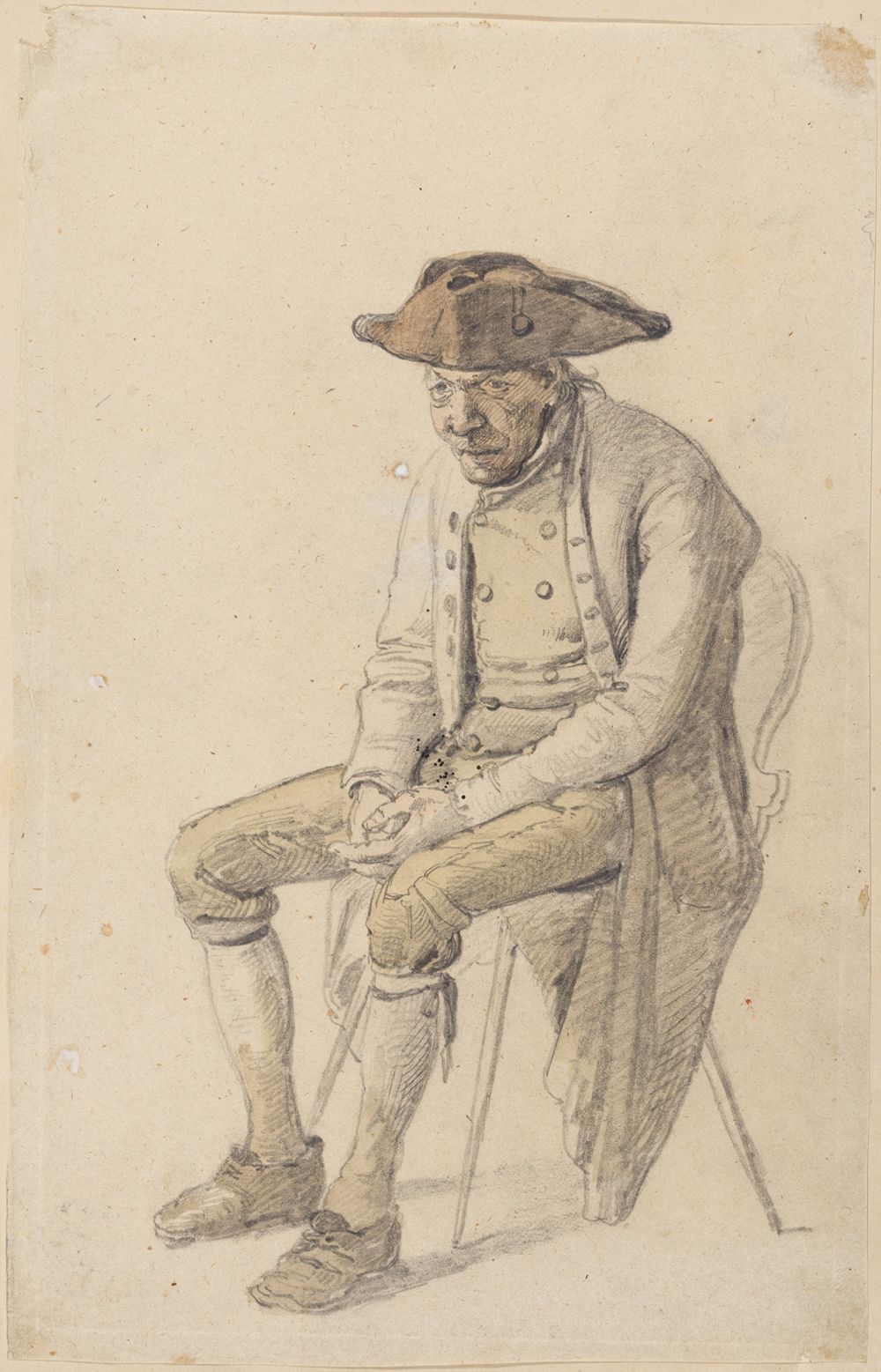 Johann Baptist Kirner - Sitzender alter Bauer mit Dreispitz