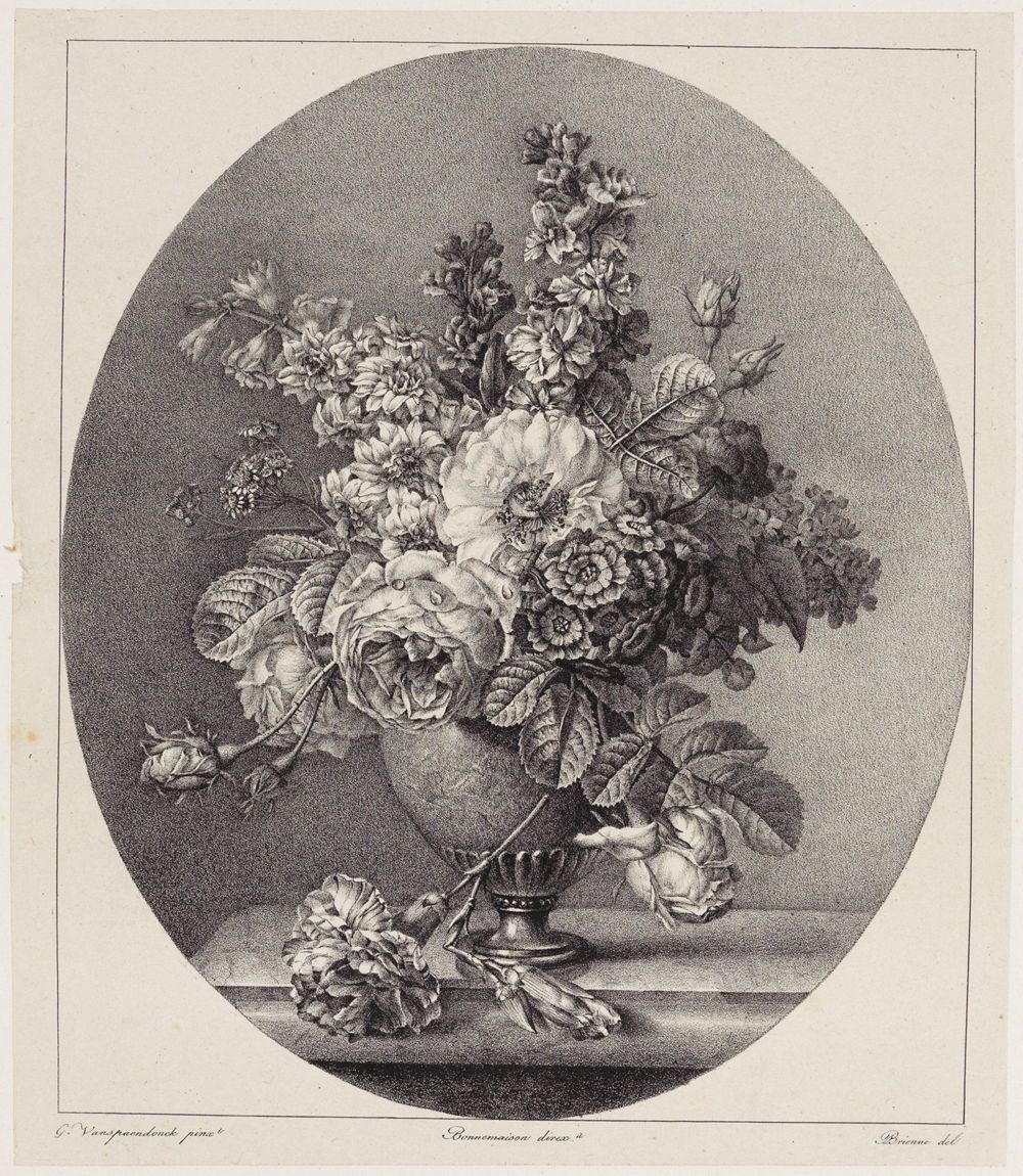 Auguste Piquet de Brienne - Blumenstillleben mit Rosen in einer Vase