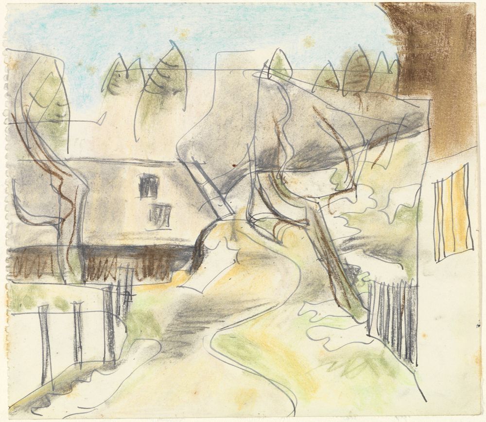 August Babberger - Höll: Vor dem Haus im Winter (Straße)