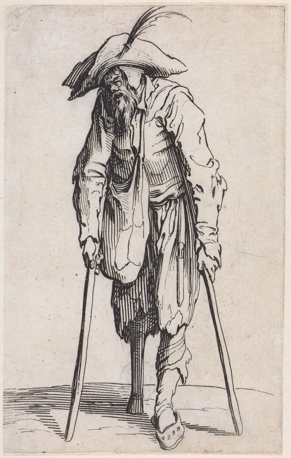 Jacques Callot (1592) - Bettler mit Krücken und Holzbein