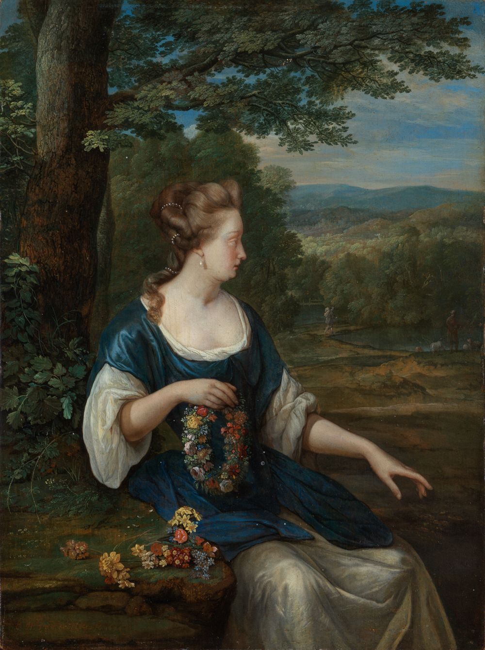 Eglon Hendrik van der Neer - Bildnis einer Frau mit Blumenkranz