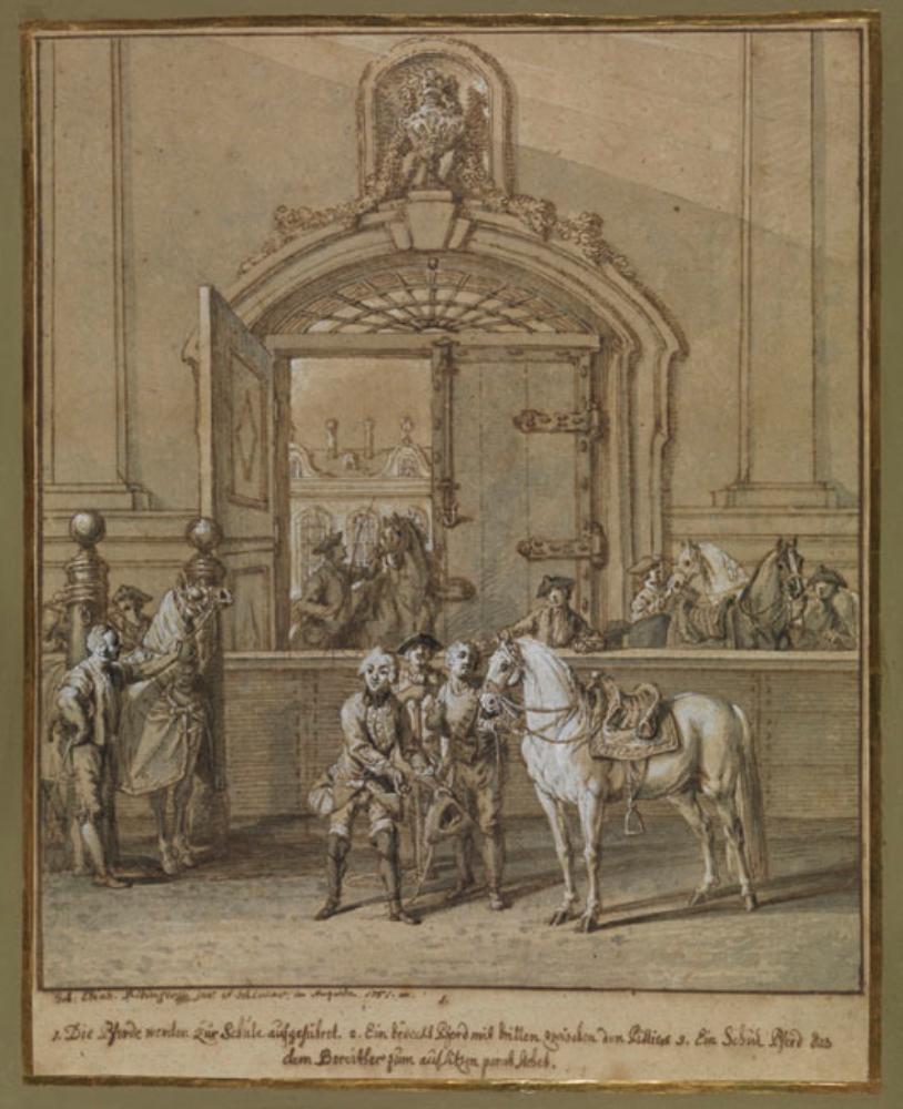 Johann Elias Ridinger - Szene aus der Spanischen Reitschule