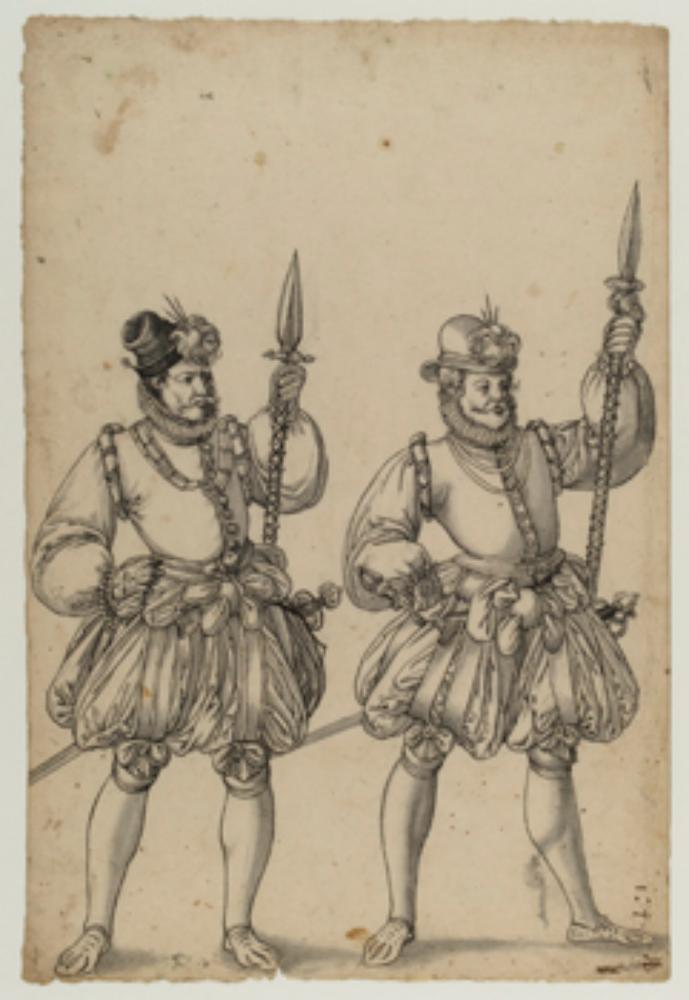 Bartholomäus Lingg (zugeschrieben) - Zwei Männer mit Spießen
