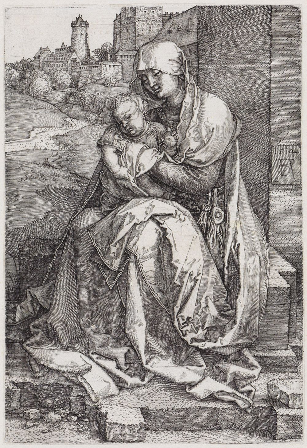 Albrecht Dürer - Maria mit dem Kind an der Mauer