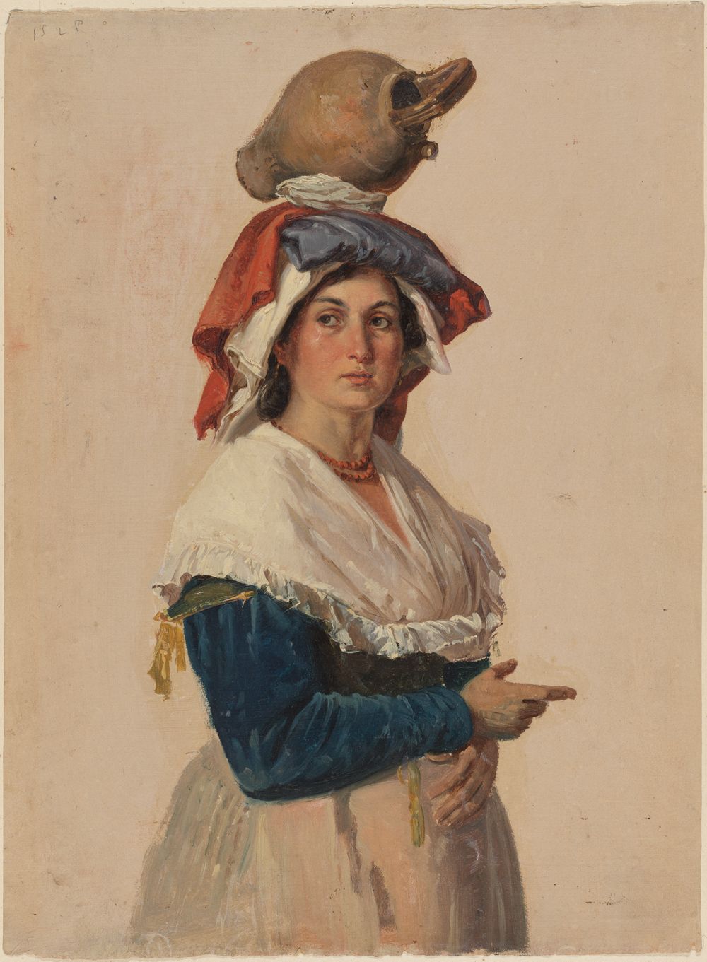 Johann Baptist Kirner - Halbfigur einer jungen Italienerin in Tracht, einen Krug auf dem Kopf tragend