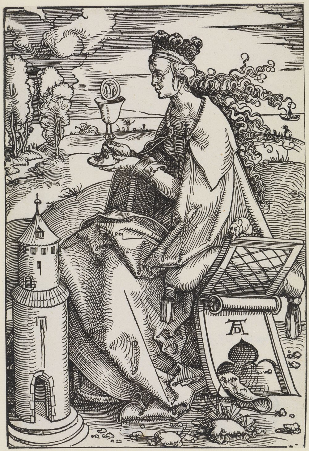 Hans Baldung - Die heilige Barbara, sitzend