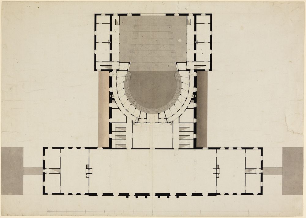 Friedrich Weinbrenner - Karlsruher Hoftheater, Grundriss 2. OG