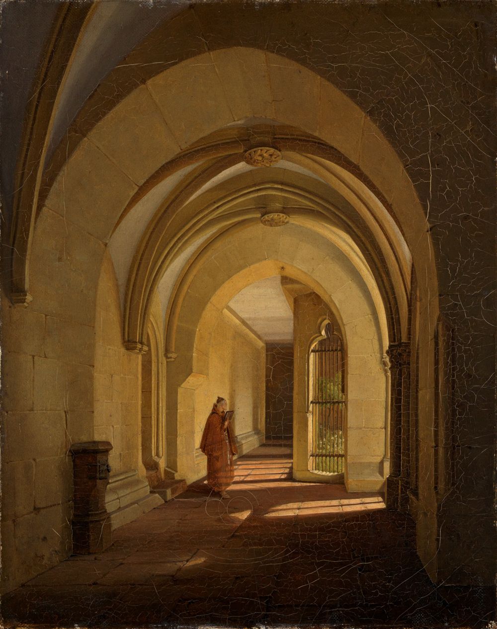 Max Hauschild (1810) - Blick in den spätromanischen Kreuzgang eines Kapuzinerklosters