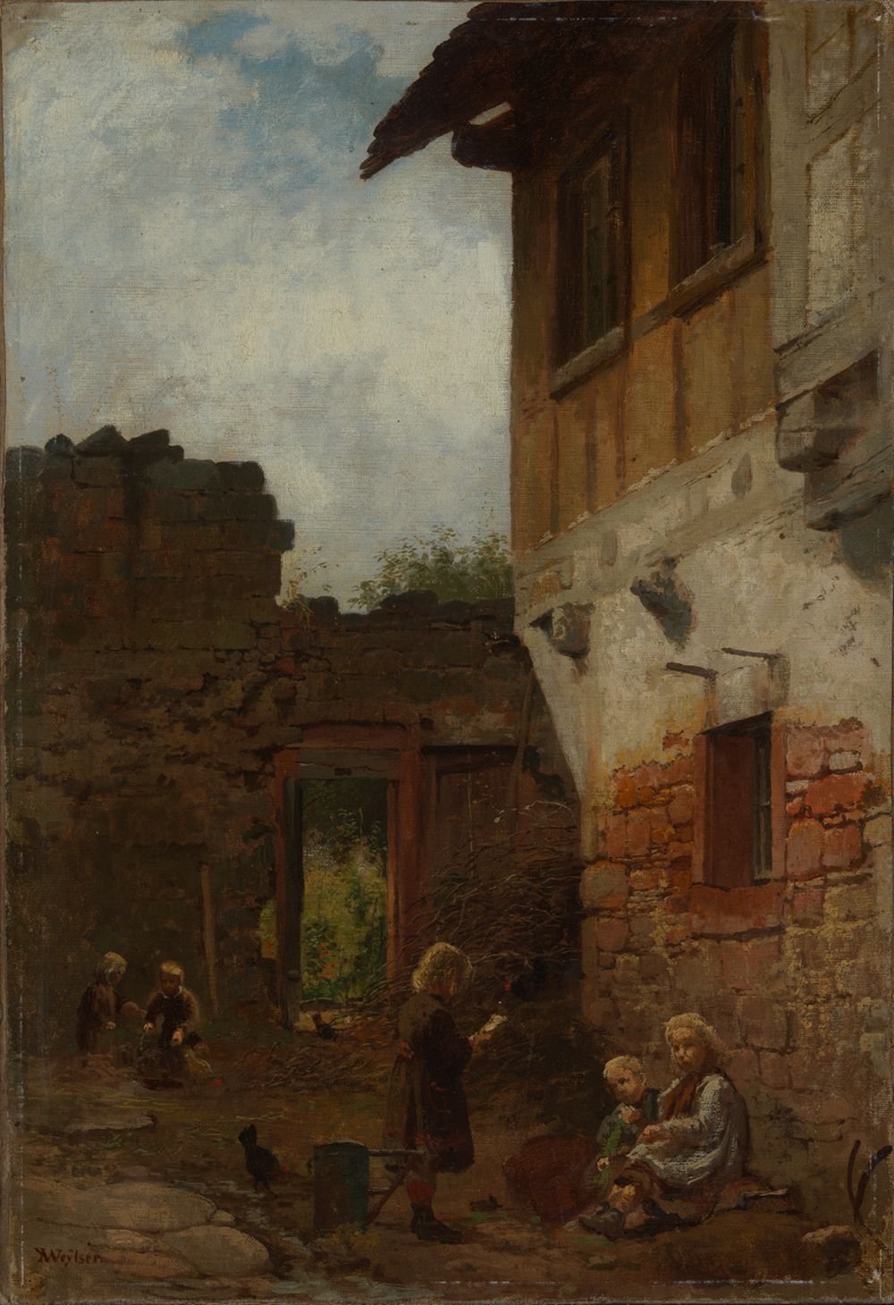 Karl Weysser - Blick in den Hof eines Bauernhauses