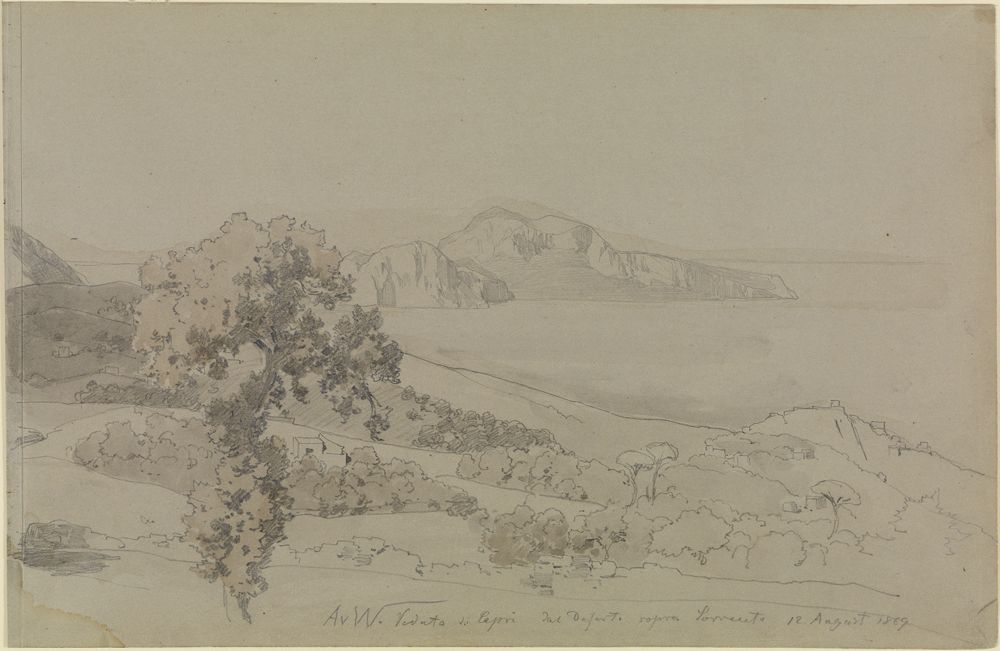Anton von Werner - Blick auf die Insel Capri von einer Anhöhe über Sorrent
