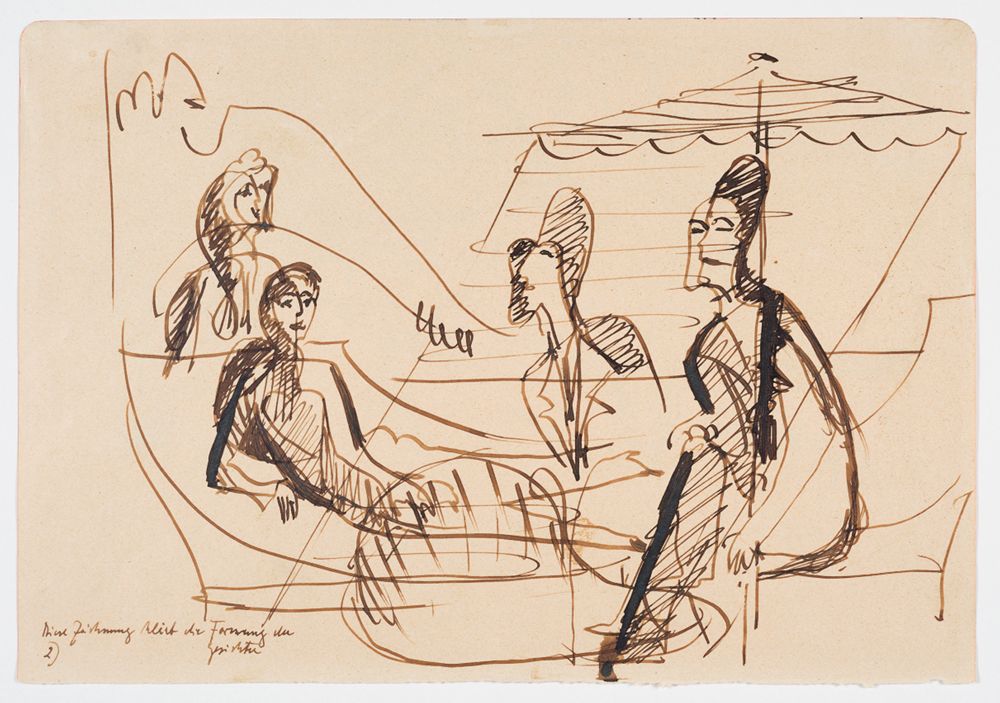 Ernst Ludwig Kirchner - Mann und Frau im Gespräch unter einem Sonnenschirm