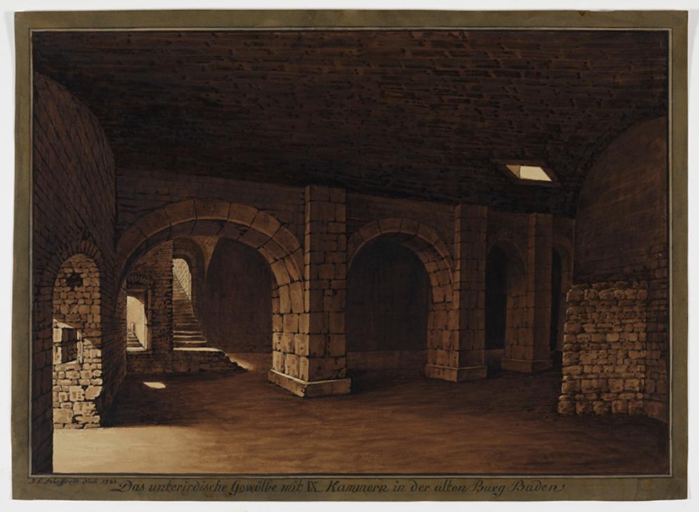 Johannes Stanislaus Schaffroth - Blick in das unterirdische Gewölbe von Schloss Hohenbaden bei Baden-Baden
