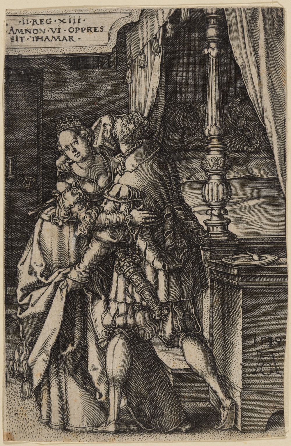 Heinrich Aldegrever - Ammon vergewaltigt Thamar (Geschichte Ammons und Thamars)