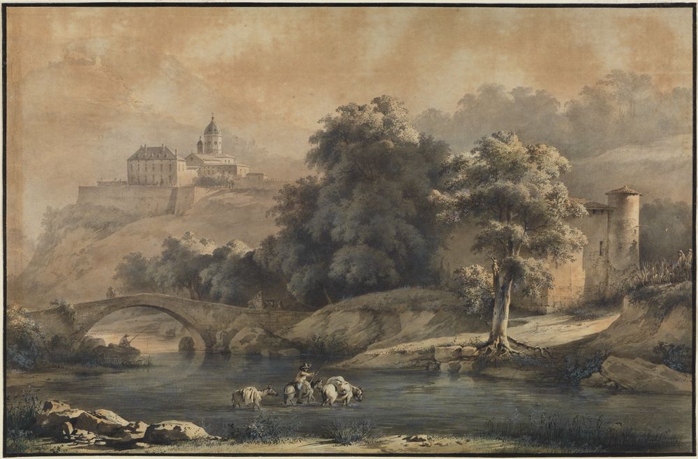 Jean Jacques de Boissieu - Flußlandschaft mit Bergkloster