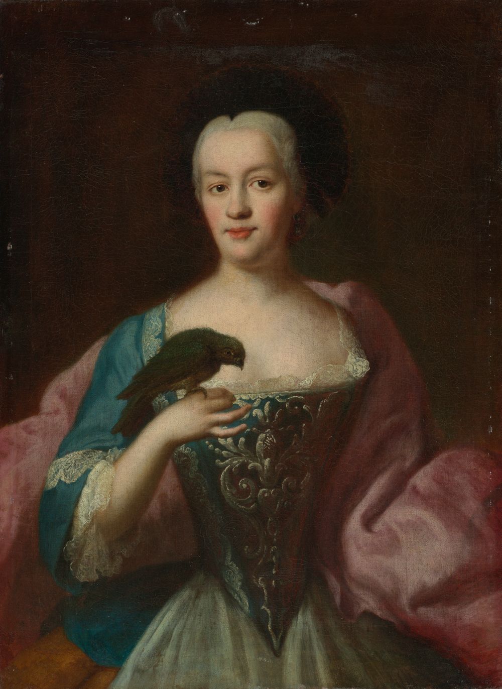 Georges Desmarées - Bildnis einer Dame mit Papagei