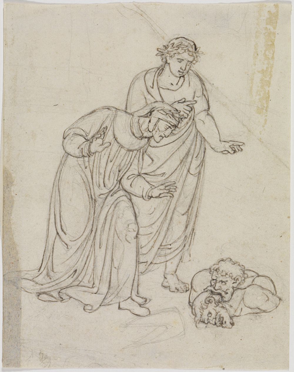 Joseph Anton Koch - Die Vaterlandsverräter im Eis, Graf Ugolino und Erzbischof Ruggieri, sich gegenseitig zerfleischend (Dante Inferno, Canto 33, V 109)