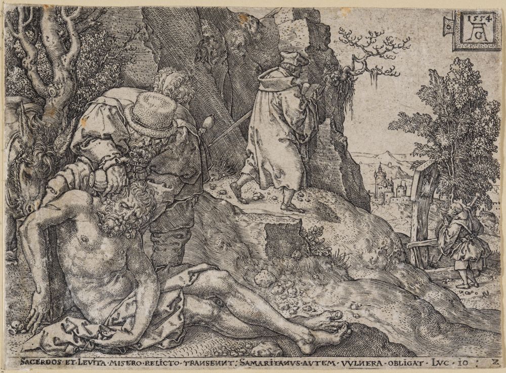 Heinrich Aldegrever - Erste Hilfe des Samariters (Der barmherzige Samariter)