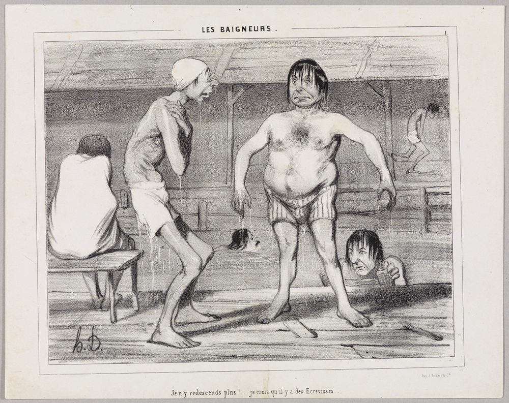 Honoré Daumier - Je ny redescends plus! (Les Baigneurs)